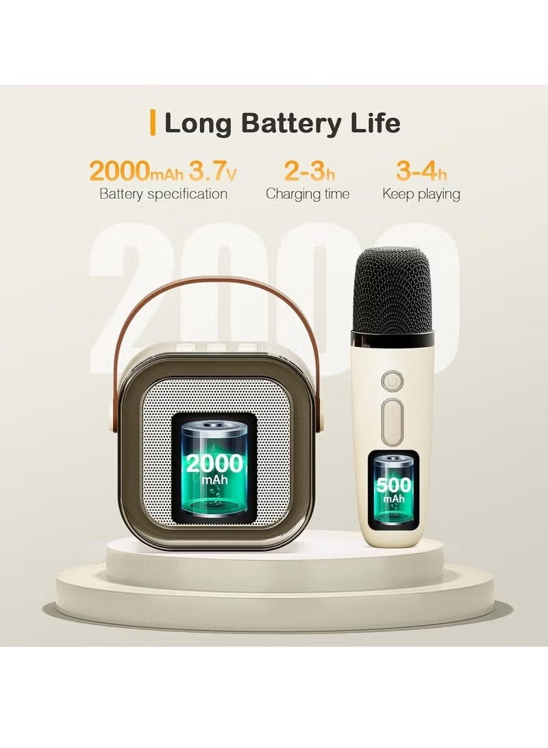 هامزون جهاز كاريوكي صغير، مكبر صوت بلوتوث محمول مع 2 ميكروفون لاسلكي وأضواء حفلات LED للأطفال والكبار، هدية عيد ميلاد مثالية للأولاد والبنات، حفلة منزلية عائلية ممتعة - Image 5