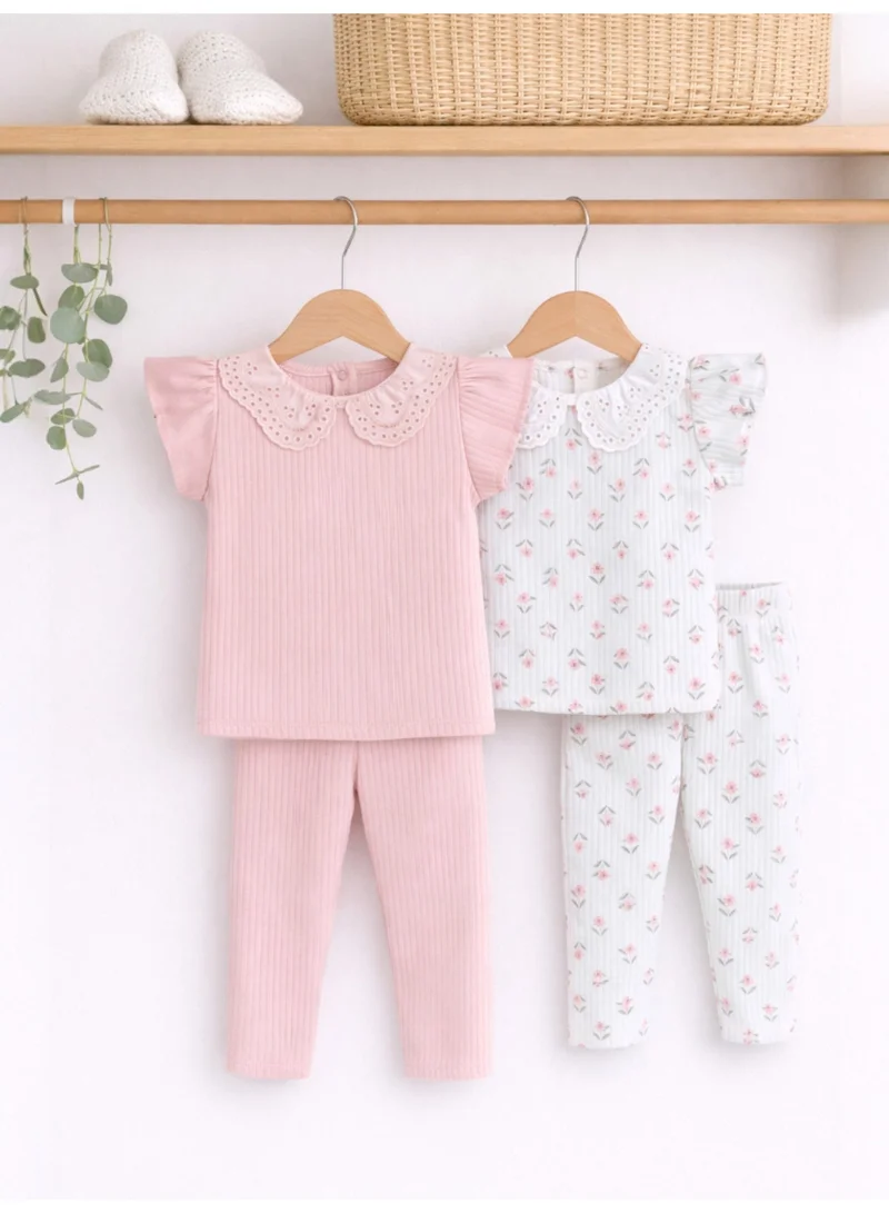 فكتور اند جين Infant Girls 2-Pack Drop Needle T-Shirts & 2-Pack Drop Needle Leggings Set