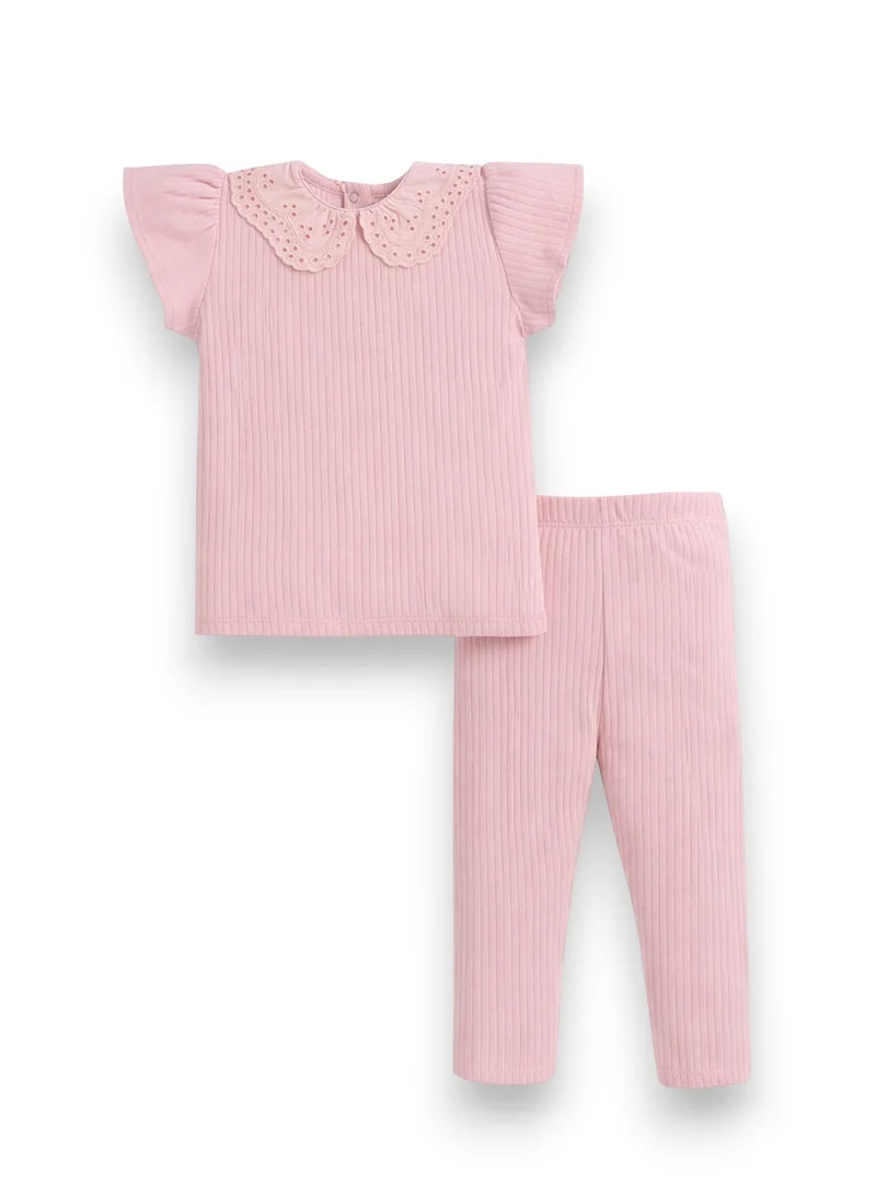 فكتور اند جين Infant Girls 2-Pack Drop Needle T-Shirts & 2-Pack Drop Needle Leggings Set