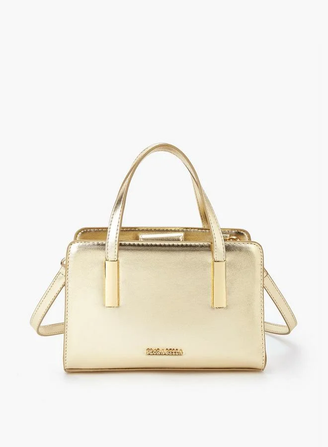 Metallic Tote Bag with Double Handle and Zip Closure