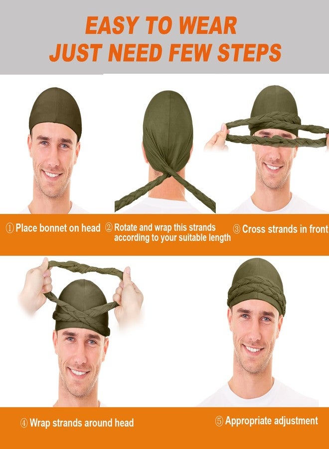 MLTUARG 4 Pcs Satin Lined Turban Head Wraps for Men, Halo Turban Head Scarf for Hair, Black+olivine+light Gray+white, One size - Image 5