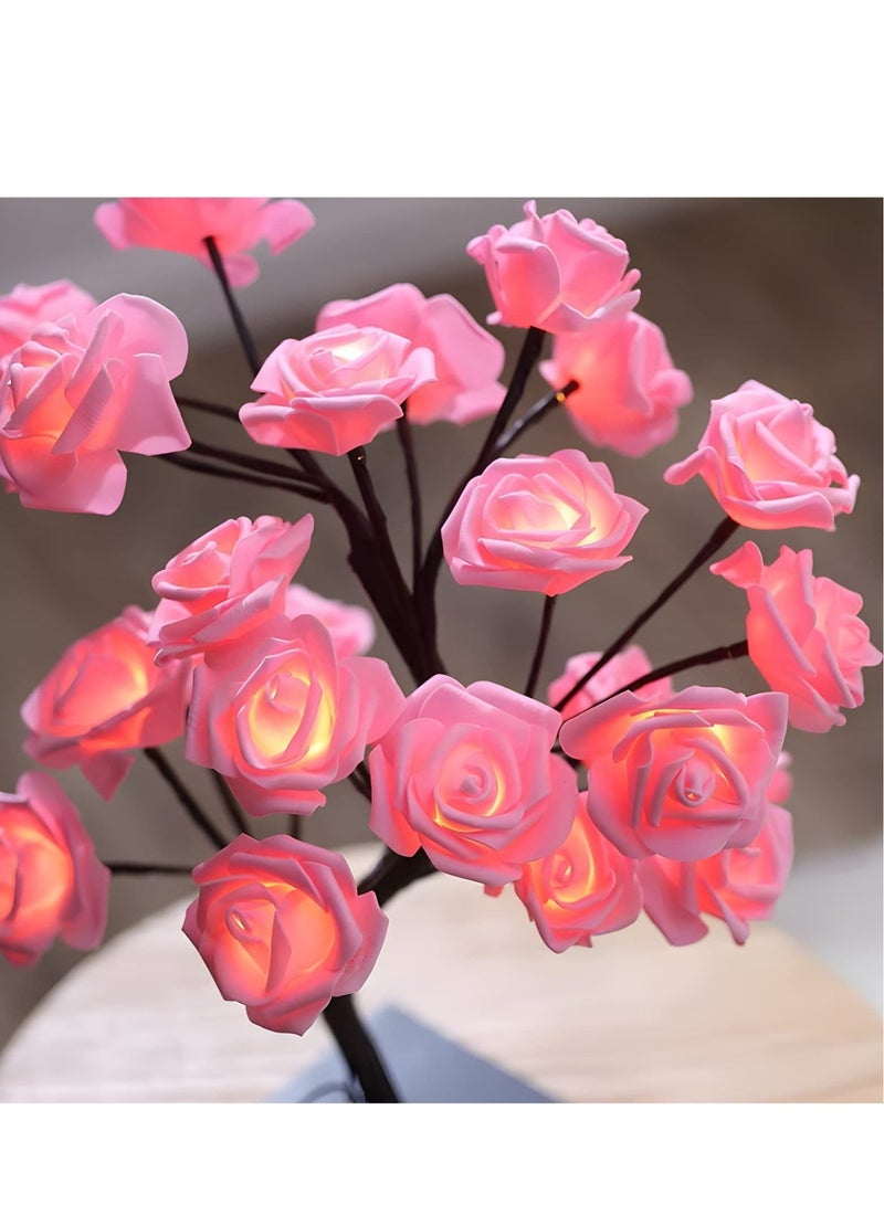 Captaintech Rose Flower Tree Lamp, Multicolor 18 Colors Led Rose Table Lamp for Girls Women Bedroom Living Room Decor Gifts Light Up Flowers USB/Battery Operated with Remote Control Timer - Image 1