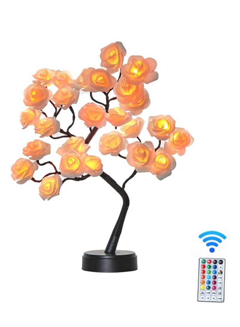 Captaintech Rose Flower Tree Lamp, Multicolor 18 Colors Led Rose Table Lamp for Girls Women Bedroom Living Room Decor Gifts Light Up Flowers USB/Battery Operated with Remote Control Timer - Image 2