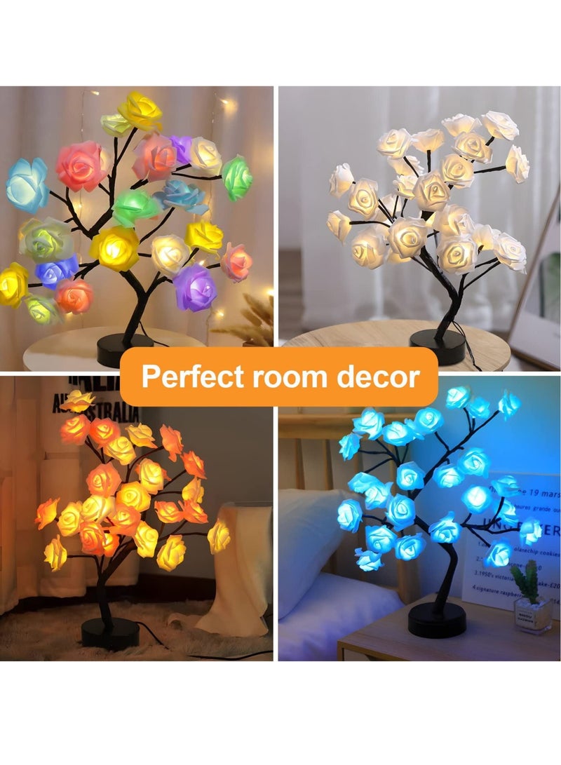 Captaintech Rose Flower Tree Lamp, Multicolor 18 Colors Led Rose Table Lamp for Girls Women Bedroom Living Room Decor Gifts Light Up Flowers USB/Battery Operated with Remote Control Timer - Image 3