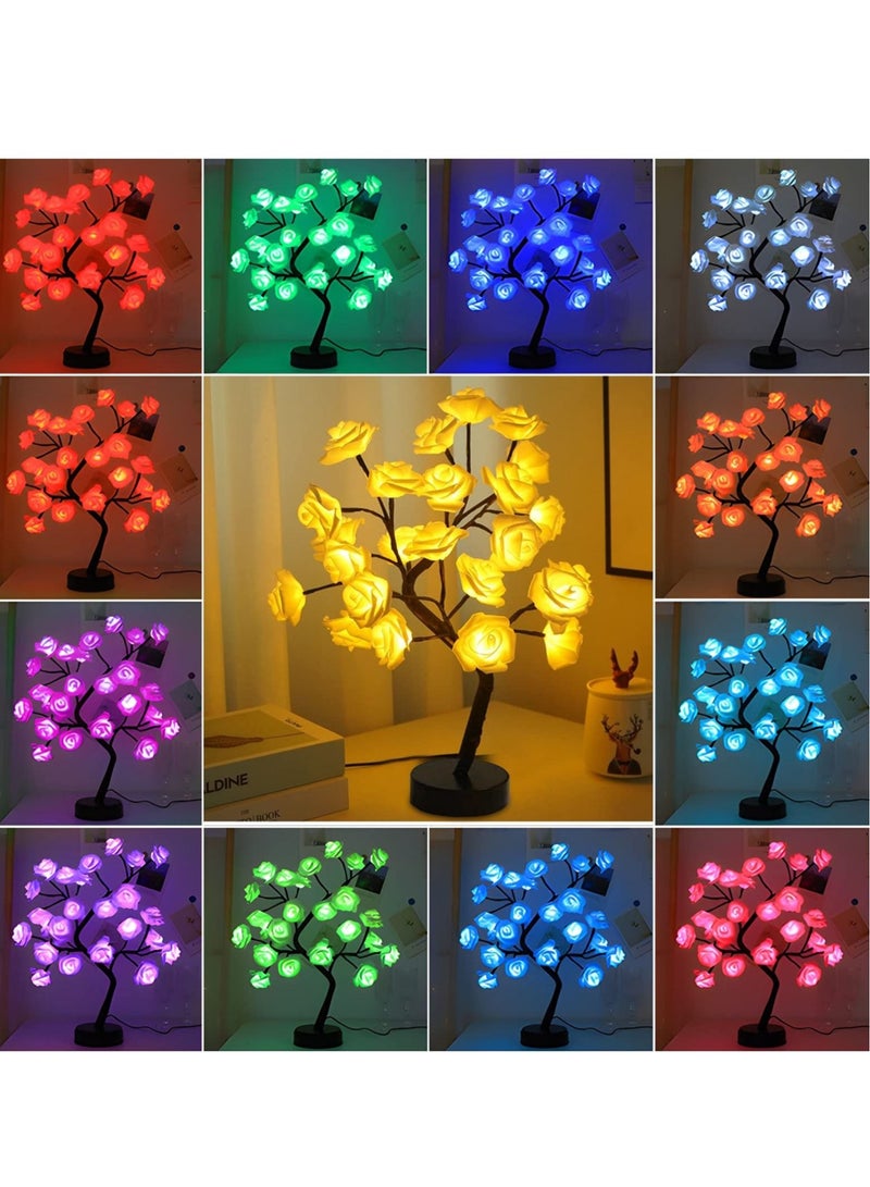 Captaintech Rose Flower Tree Lamp, Multicolor 18 Colors Led Rose Table Lamp for Girls Women Bedroom Living Room Decor Gifts Light Up Flowers USB/Battery Operated with Remote Control Timer - Image 4