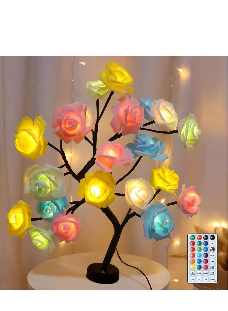 Captaintech Rose Flower Tree Lamp, Multicolor 18 Colors Led Rose Table Lamp for Girls Women Bedroom Living Room Decor Gifts Light Up Flowers USB/Battery Operated with Remote Control Timer - Image 5