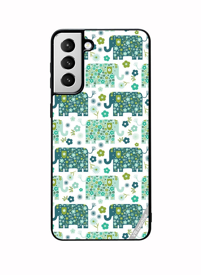 VR CREATIVE Protective Case Cover For Samsung Galaxy S22 5G Cute Elephant Green Design Multicolour - Image 1