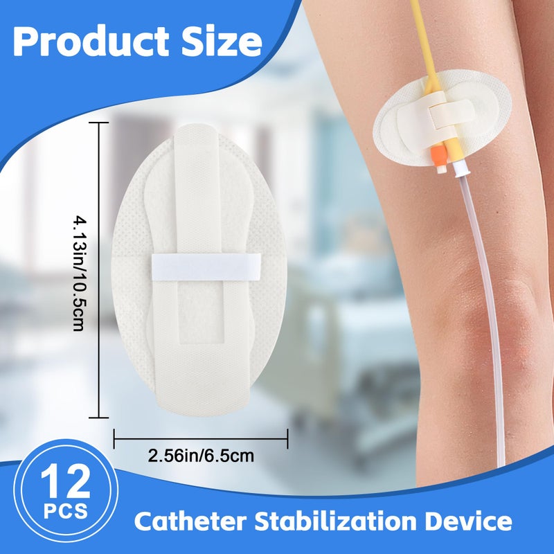 BeHerk 12 PCS Catheter Stabilization Devices, Foley Catheter Supplies, Urinary Leg Bag Legband Holder Sticker, Self Adhesive Catheter Tube Holder for PEG/G/Feeding Tubeï¼ˆWhiteï¼‰ - Image 2