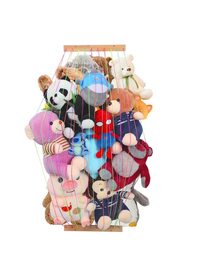 PHOENANCEE Stuffed Animal Storage Organizers,Plush Toy Holder,Hanging Plushie Toys Zoo Hammock Net for Kids Room Playroom Bedroom With Adjustable Length,Nursery Furniture,Large,Upgraded (Natural Wood) - Image 1