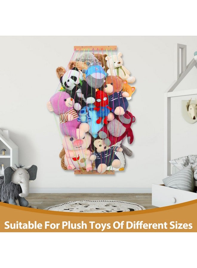 PHOENANCEE Stuffed Animal Storage Organizers,Plush Toy Holder,Hanging Plushie Toys Zoo Hammock Net for Kids Room Playroom Bedroom With Adjustable Length,Nursery Furniture,Large,Upgraded (Natural Wood) - Image 2