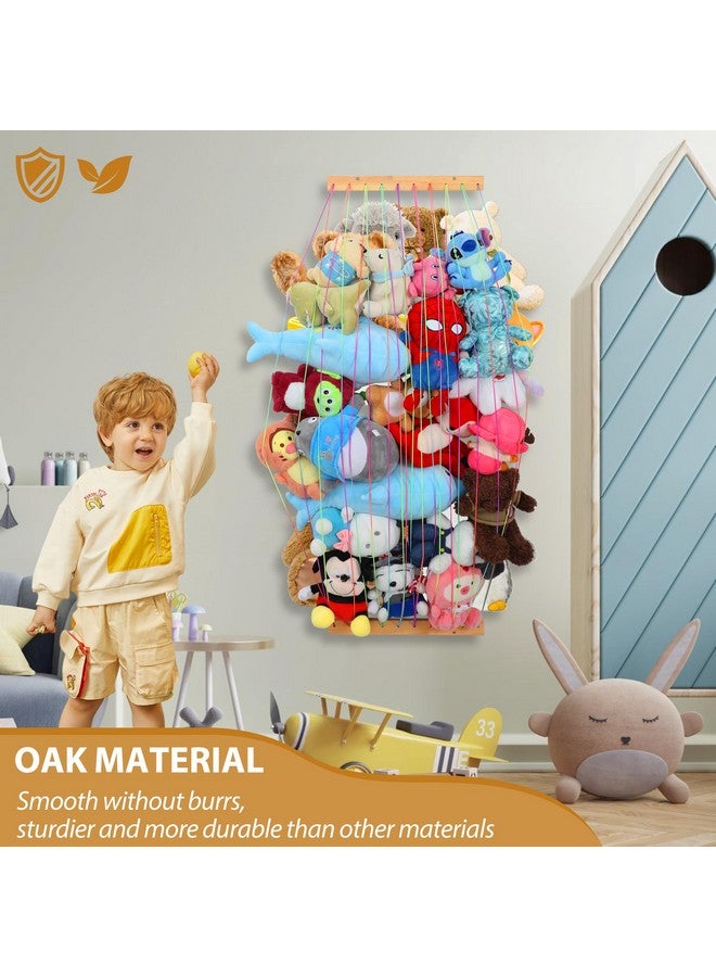 PHOENANCEE Stuffed Animal Storage Organizers,Plush Toy Holder,Hanging Plushie Toys Zoo Hammock Net for Kids Room Playroom Bedroom With Adjustable Length,Nursery Furniture,Large,Upgraded (Natural Wood) - Image 3
