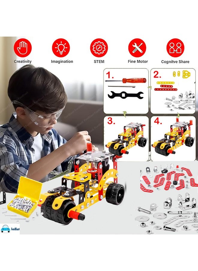 FunBlast FunBlast DIY Stem Toys For Kids Tractor Building Vehicle Play Set, Educational Blocks Building Toys For Kids, Boys, Car Assembly Toys For Kids With Screwdriver (141 Pieces), Multicolor  - Image 3