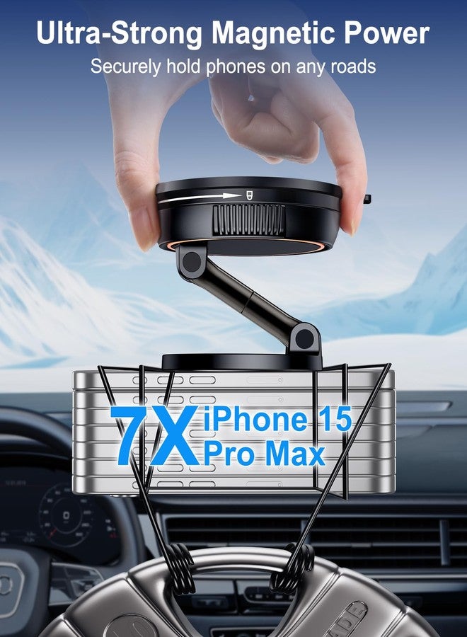 xuenair Vacuum Phone Holder for Car Dashboard Navigation Phone Holder Mount Magnetic, 360 Rotatable Hands Free Magsafe Car Mount Suction for Dash Windshield iPhone 16 Samsung Google Android - Image 4