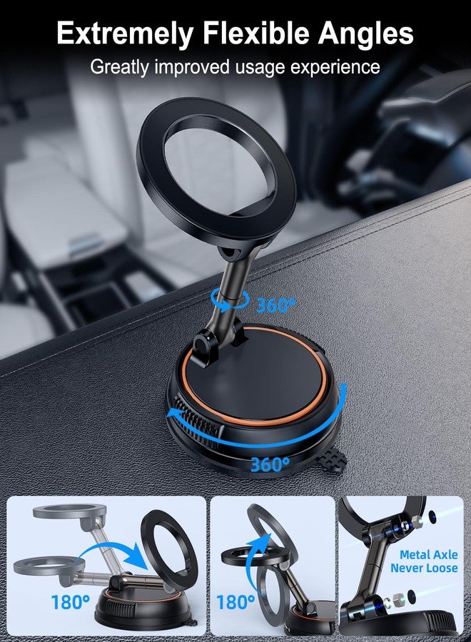 xuenair Vacuum Phone Holder for Car Dashboard Navigation Phone Holder Mount Magnetic, 360 Rotatable Hands Free Magsafe Car Mount Suction for Dash Windshield iPhone 16 Samsung Google Android - Image 3