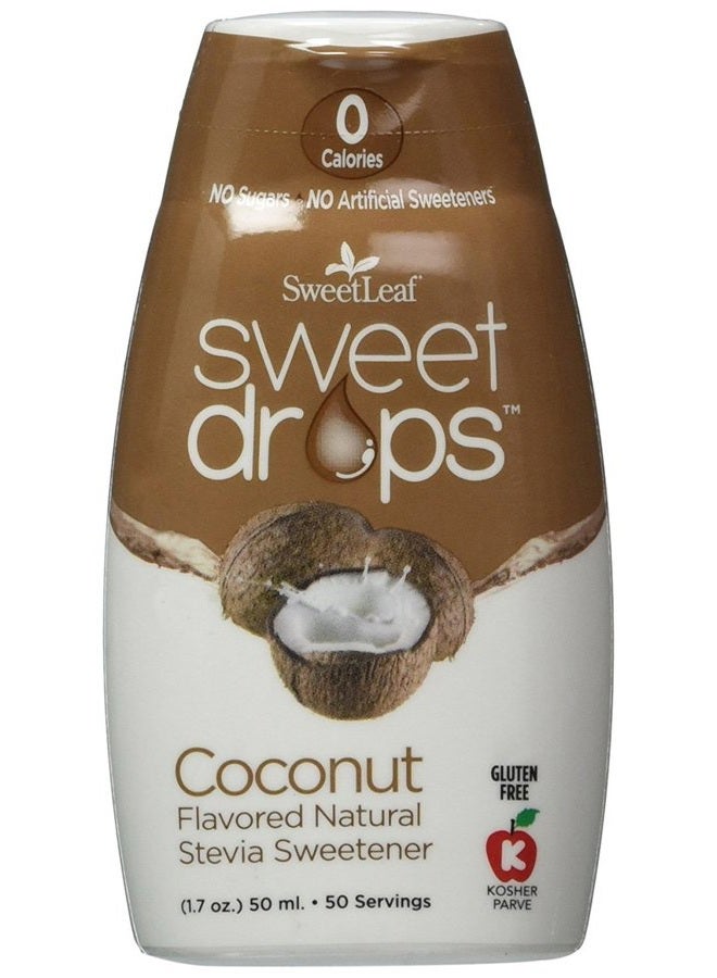 SweetLeaf Sweet Drops - Flavored Stevia Liquid Sweetener, Stevia Extract, Zero Calories, Gluten Free, Keto Friendly, Non GMO, Natural Flavors, Sugar Alternative - Coconut, 1.7 Fl Oz (Pack of 1) - Image 1