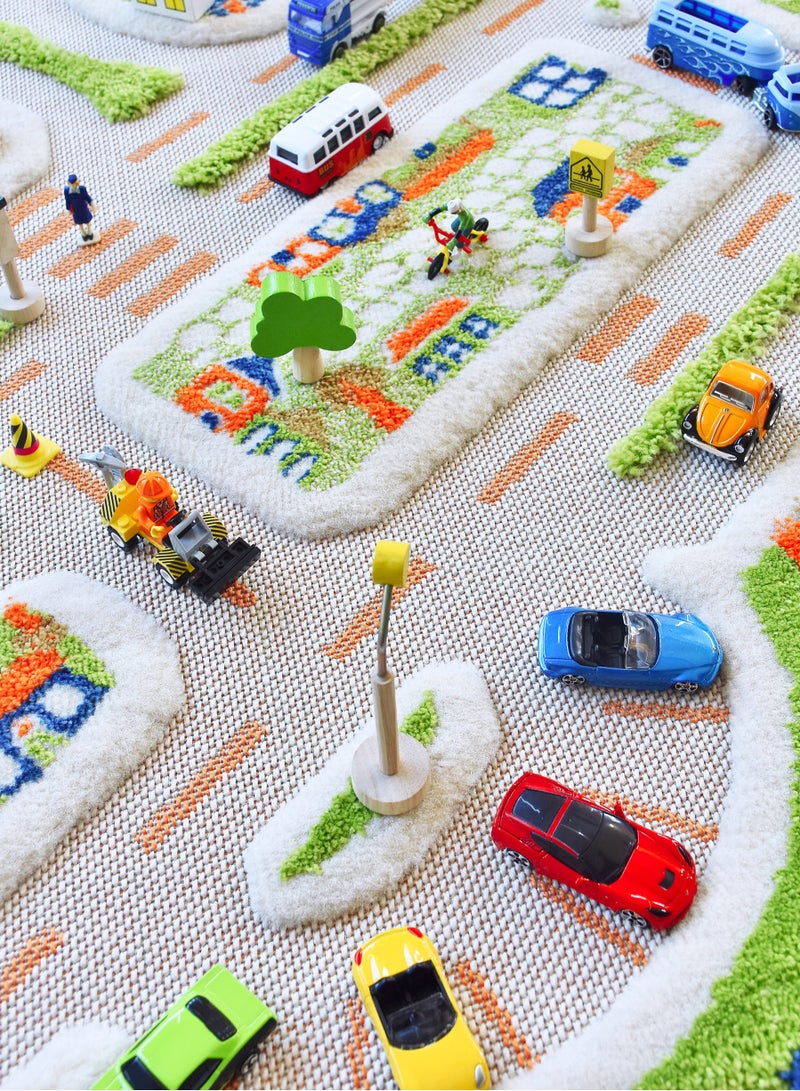 IVI 3D Play Carpet Mini City - Small | Blue | Activity Playmat for Kids & Children | Bedroom, Living Room, Nursery Rug | Polypropylene | Foldable | 100 cm x 100 cm - Image 3