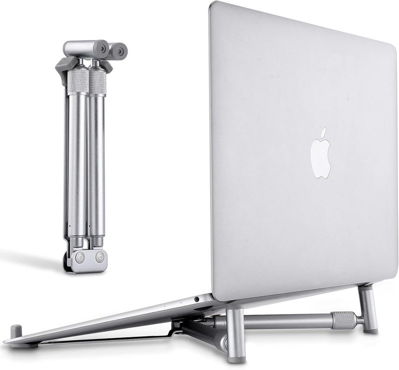 JUBOR حامل كمبيوتر محمول محمول، حامل كمبيوتر محمول قابل للتعديل لـ MacBook Pro، حامل تبريد كمبيوتر عالمي قابل للطي ومضغوط من الألومنيوم للمكتب لأحجام 12 و13 و15 و17 بوصة - Image 1