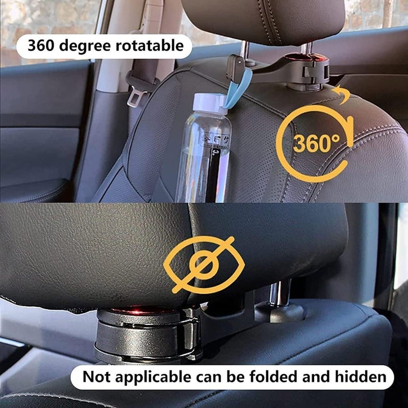 klarako 2 in 1 Car Headrest Hidden Hook, 2023 New 2 in 1 Car Seat Headrest Hook, 360°Rotation Headrest Hooks with Phone Holder, Universal Multifunctional Car Vehicle Headrest Hook for Car, Bag (1Pcs-Red) - Image 3