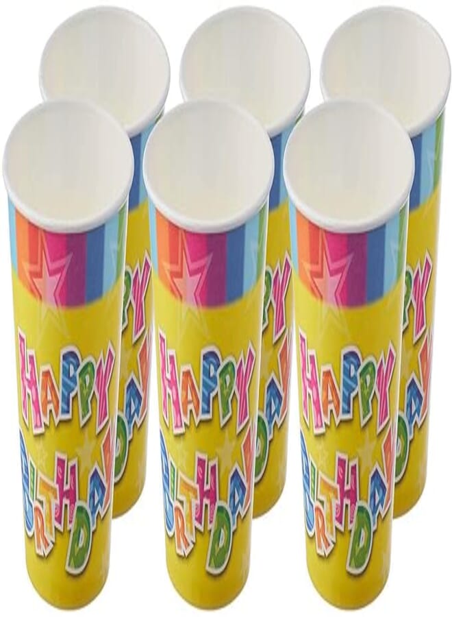 Party happy birthday print paper cups set, 854174/6 multi color set of 6