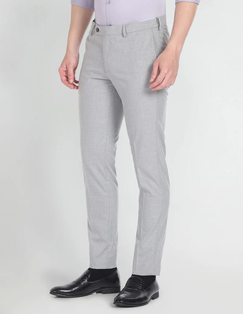 Arrow Light Grey Hudson Tailored Fit Autoflex Trousers for Men | Best Price UAE