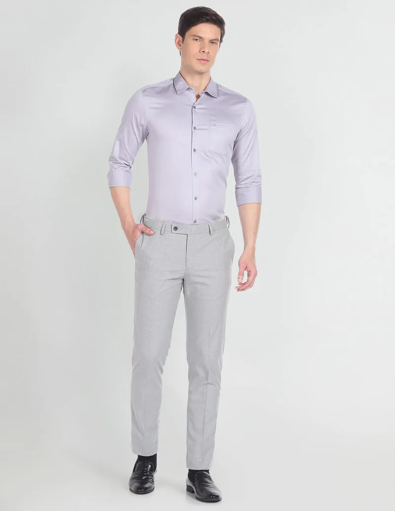 Arrow Light Grey Hudson Tailored Fit Autoflex Trousers for Men | Best Price UAE