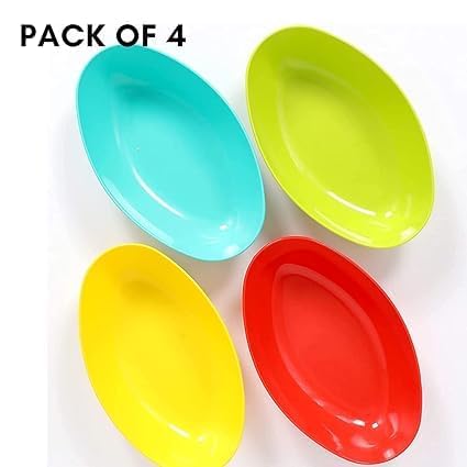 PARABRAHMA Colorful Melamine Serving Bowls, Plastic, 4 Pieces, Yellow, Red, Green, Blue - Image 5