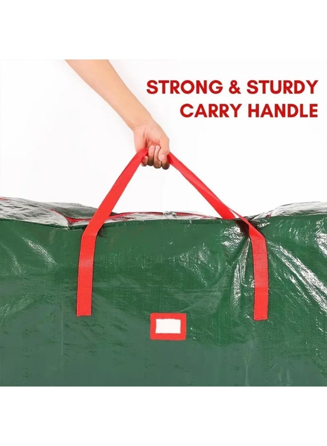 VTERLY Christmas Tree Storage Bag, Stores 90-inch Artificial Xmas Holiday Tree, Durable Waterproof Christmas Tree Bag, Zippered Bag, Strong, Durable Handles, Labeling Card Slot - Green - Image 5