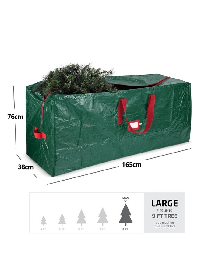 VTERLY Christmas Tree Storage Bag, Stores 90-inch Artificial Xmas Holiday Tree, Durable Waterproof Christmas Tree Bag, Zippered Bag, Strong, Durable Handles, Labeling Card Slot - Green - Image 2