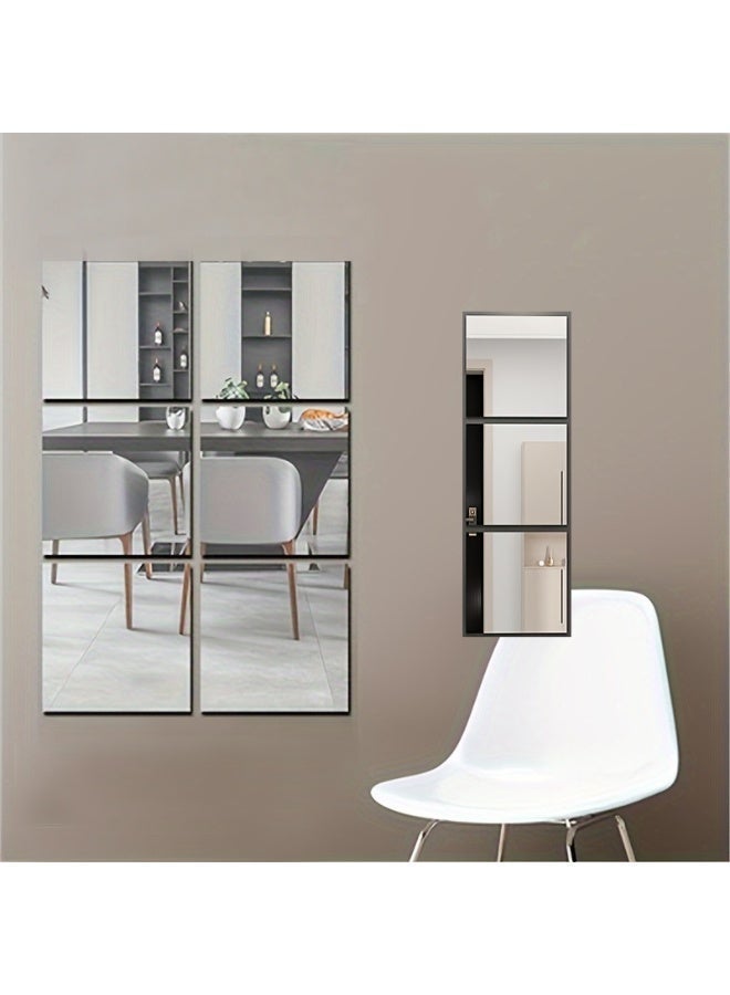 POWER Self Adhesive Acrylic Mirror Wall Tiles, Flexible Soft Mirror Sheets for Bedroom, Home Gym & Door Decor, Frameless Lightweight Unbreakable Wall Mirror Panels, Easy Peel and Stick Installation, Multiple Sizes & Sets - Image 1