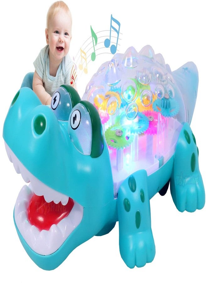 Toyshine Geared Crocodile Concept Musical and 3D Lights Kids Transparent Toy, Kid's Crocodile Train Toy, Multicolor - Image 1