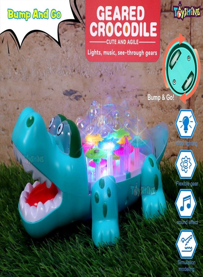 Toyshine Geared Crocodile Concept Musical and 3D Lights Kids Transparent Toy, Kid's Crocodile Train Toy, Multicolor - Image 2