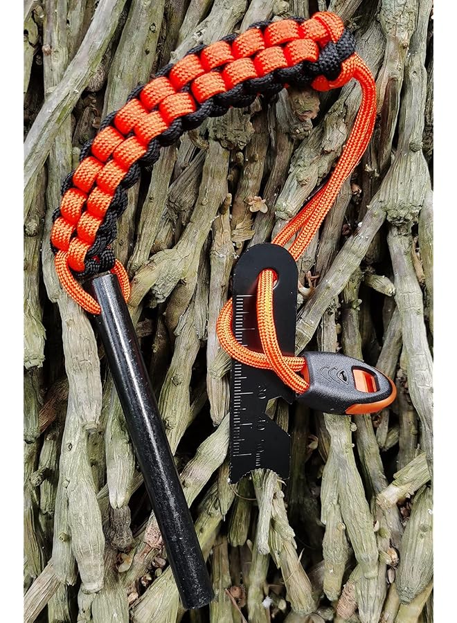 Oasisgalore Drilled Ferro Rod Fire Starter Fire Starter Kit Fire Starter Camping 4 Inch Flint Steel With Paracord Lanyard Handle Striker And Whistle  - Image 3