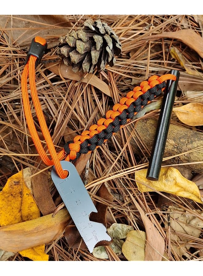 Oasisgalore Drilled Ferro Rod Fire Starter Fire Starter Kit Fire Starter Camping 4 Inch Flint Steel With Paracord Lanyard Handle Striker And Whistle  - Image 4