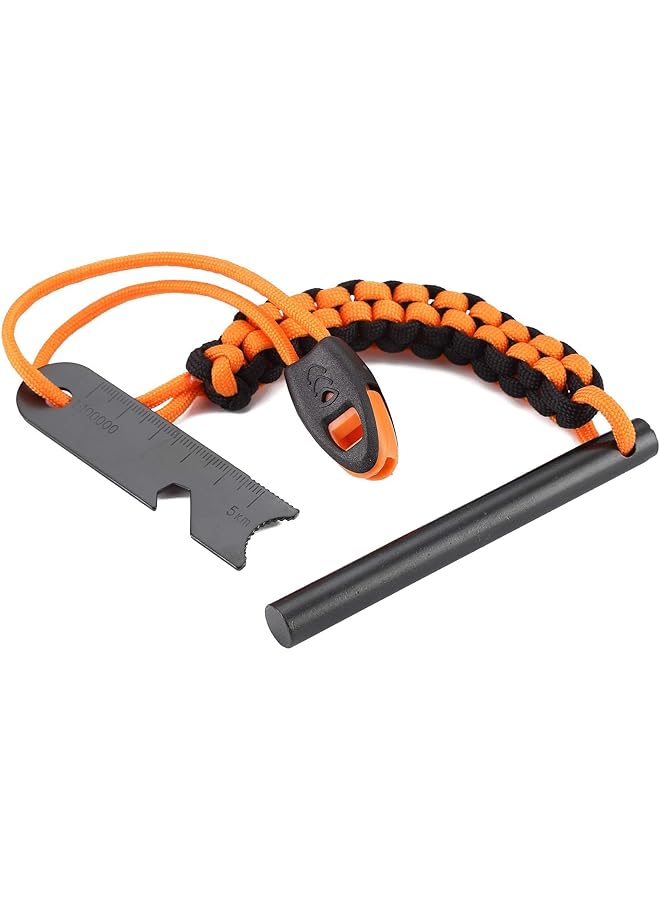 Oasisgalore Drilled Ferro Rod Fire Starter Fire Starter Kit Fire Starter Camping 4 Inch Flint Steel With Paracord Lanyard Handle Striker And Whistle  - Image 1