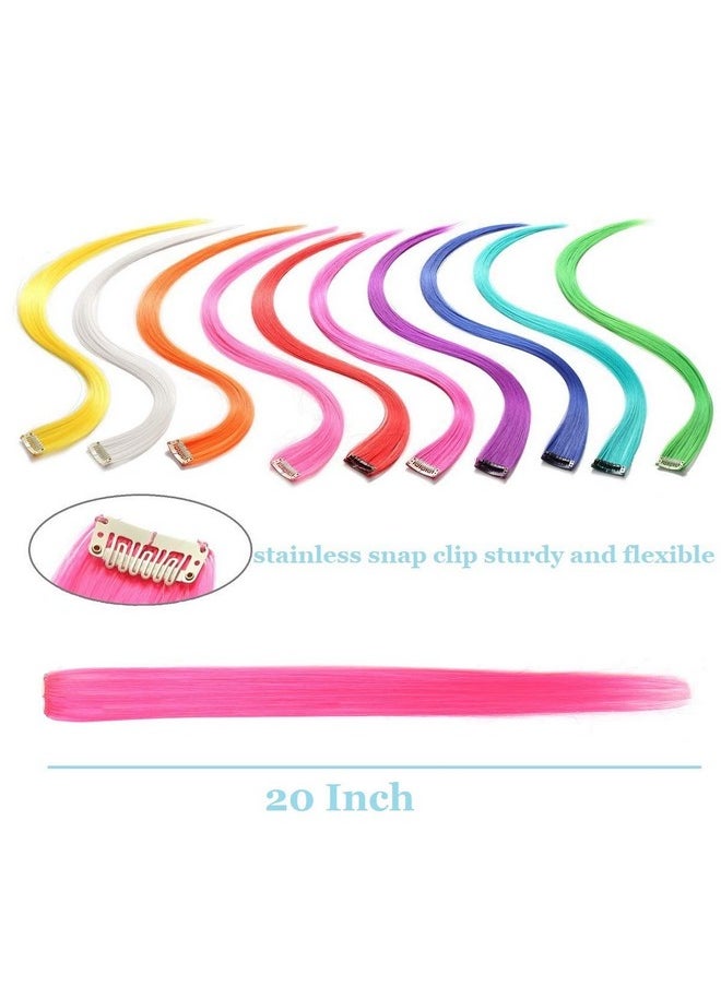 Liasun LiaSun 24Pcs/set 12 Colors Straight Highlight Clip in Hair Extensions 20 Inch Colored Party Hair Pieces for Grils Women (24Pcs Multicolor)  - Image 3