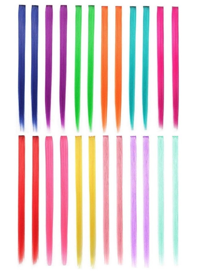 Liasun LiaSun 24Pcs/set 12 Colors Straight Highlight Clip in Hair Extensions 20 Inch Colored Party Hair Pieces for Grils Women (24Pcs Multicolor)  - Image 1