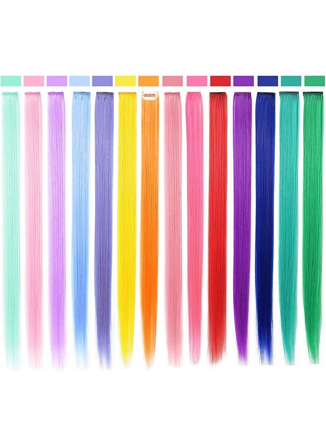 Liasun LiaSun 24Pcs/set 12 Colors Straight Highlight Clip in Hair Extensions 20 Inch Colored Party Hair Pieces for Grils Women (24Pcs Multicolor)  - Image 2