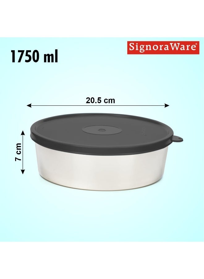 Signoraware Stainless Steel Papad and Chapati Box Food Storage Box with tighe seal Lid 1750ml, Black - Image 3