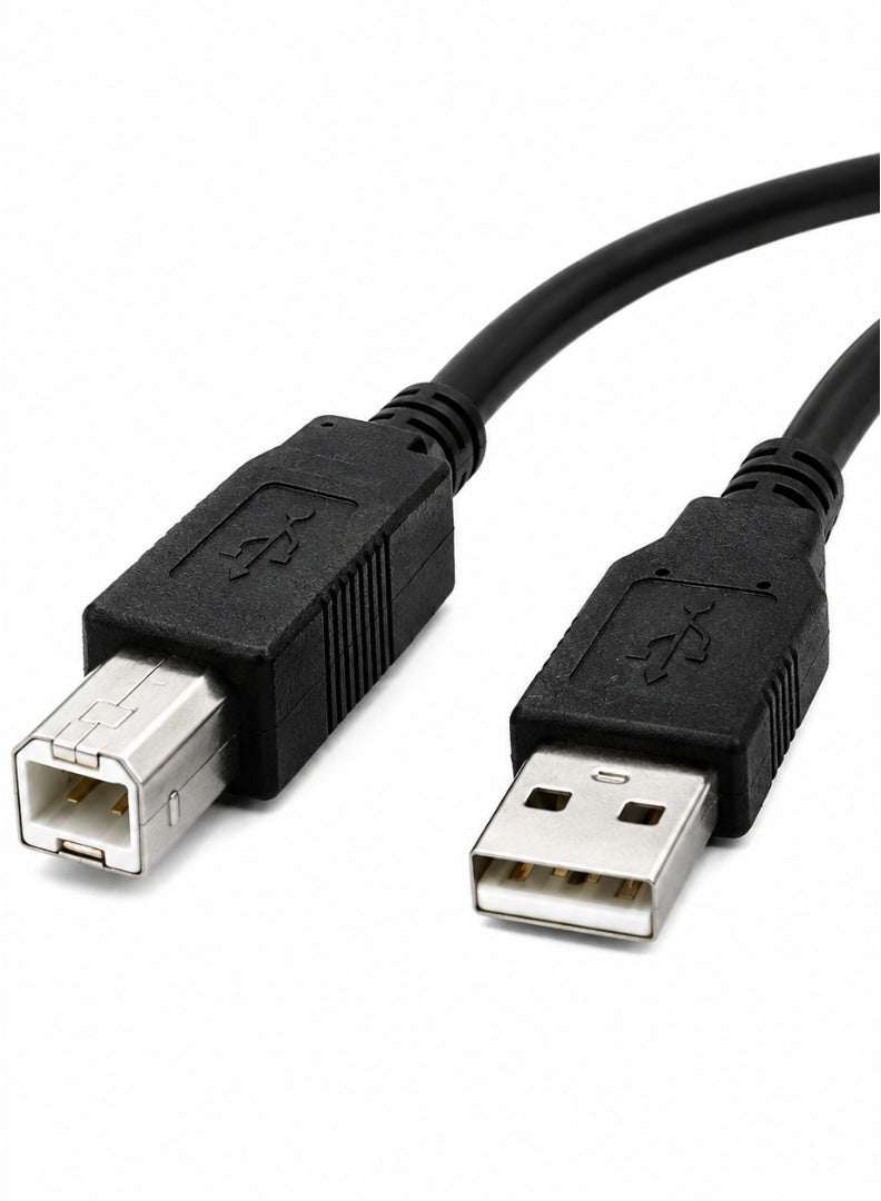 كابل طابعة USB بطول 1.5 متر من USB A إلى USB B لنقل البيانات عالي السرعة، متوافق مع الطابعات والماسحات والفاكس، لون أسود - Image 1
