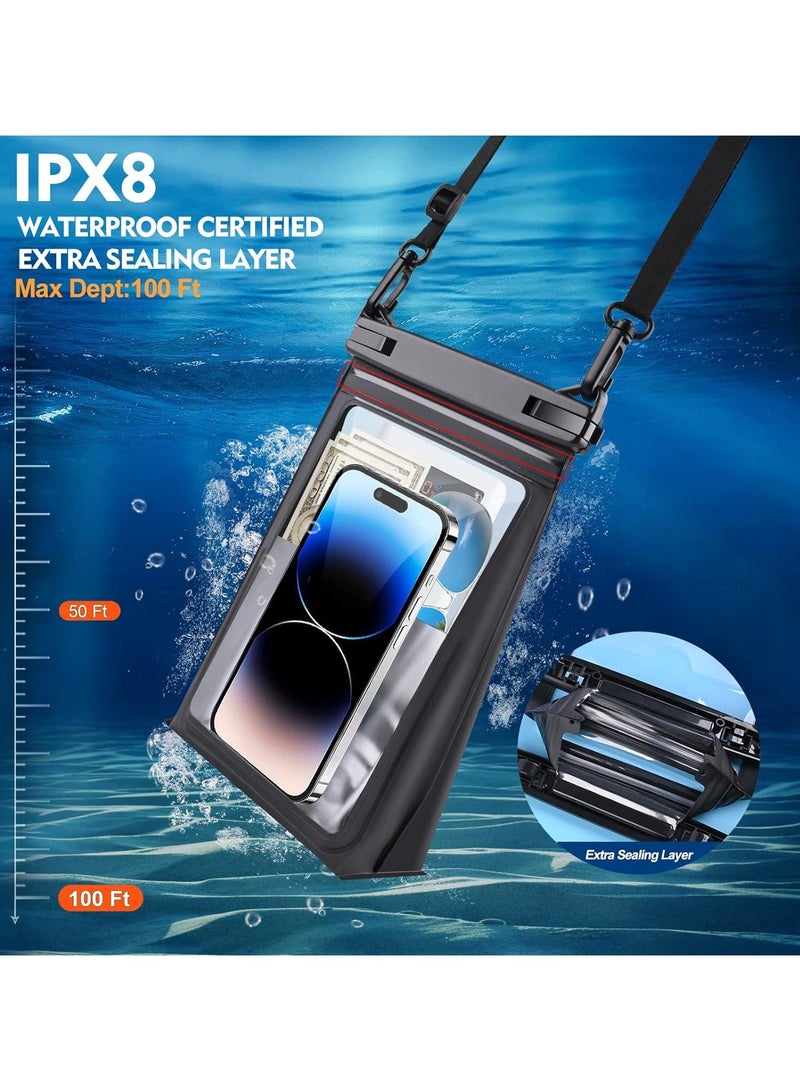 Large Floating Waterproof Phone Pouch with Sealing Strip, Cell Phone Dry Bag Case for iPhone 15 14 13 12 Pro Max Galaxy Google All Phones, Universal Float Waterproof Bag for Beach Vacation