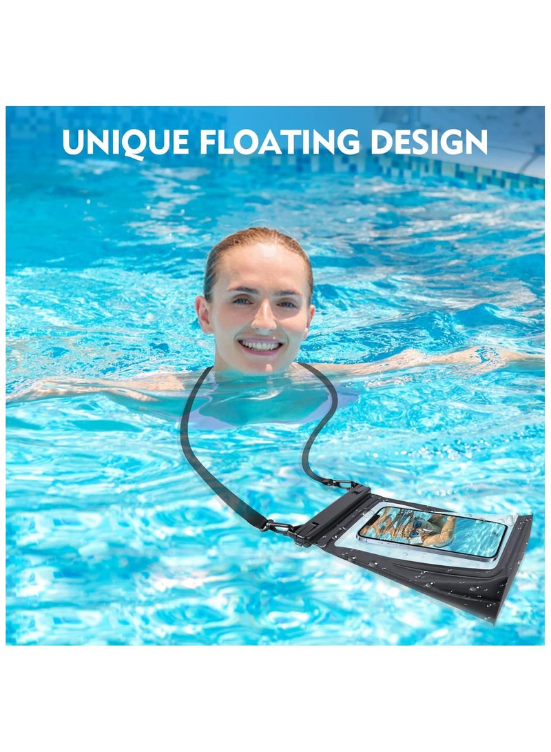 Large Floating Waterproof Phone Pouch with Sealing Strip, Cell Phone Dry Bag Case for iPhone 15 14 13 12 Pro Max Galaxy Google All Phones, Universal Float Waterproof Bag for Beach Vacation