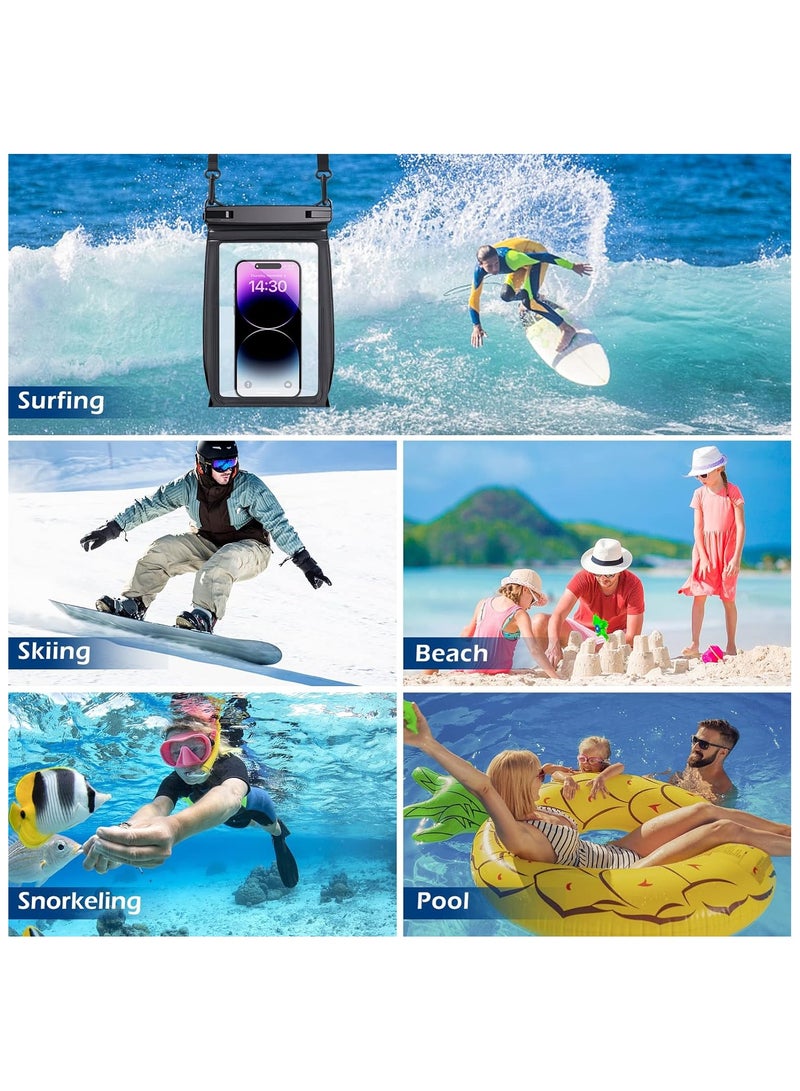 Large Floating Waterproof Phone Pouch with Sealing Strip, Cell Phone Dry Bag Case for iPhone 15 14 13 12 Pro Max Galaxy Google All Phones, Universal Float Waterproof Bag for Beach Vacation