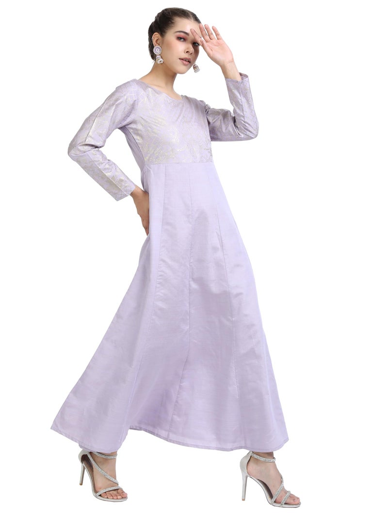 Vishudh Women 3/4 Sleeve Round Neck Dress Set VNDS000217 Purple S - Image 4