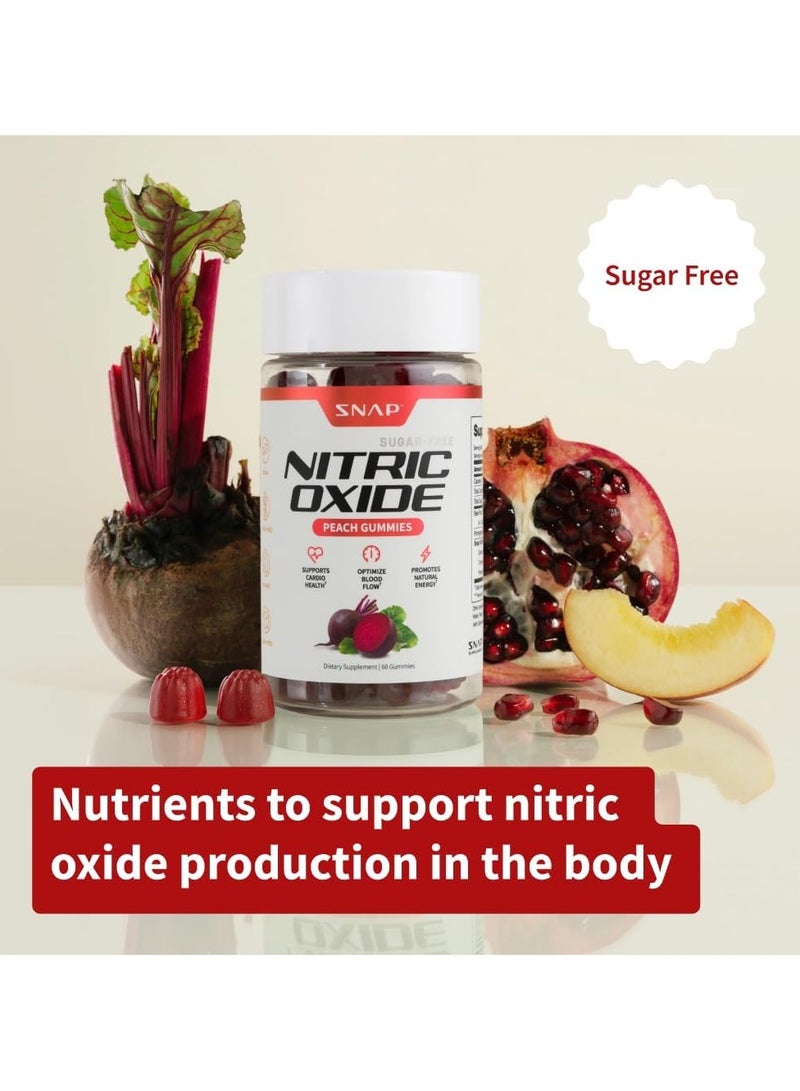 SNAP SUPPLEMENTS أكسيد النيتريك - حلوى الخوخ، خالية من السكر، تدعم صحة القلب، تعزز تدفق الدم، تعزز الطاقة الطبيعية، مكمل غذائي | 60 حلوى - Image 4