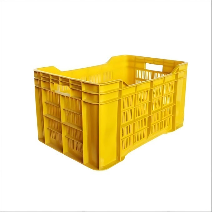 ASHARIF PLASTIC NILKAMAL CRATE MULTIPURPOSE VEGETABLE FRUIT CRATE STORAGE ORGANIZER FOR HOME STRONG DURABLE 542 X 360 X 300 MM YELLOW