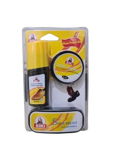 Biki Pack of 3 Items Shoe Polish Kit, Complete Set (Set Includes Shoe Polish Black, Liquid Shoe Polish Neutral and Shoe Polishing Brush for Leather Shoe 