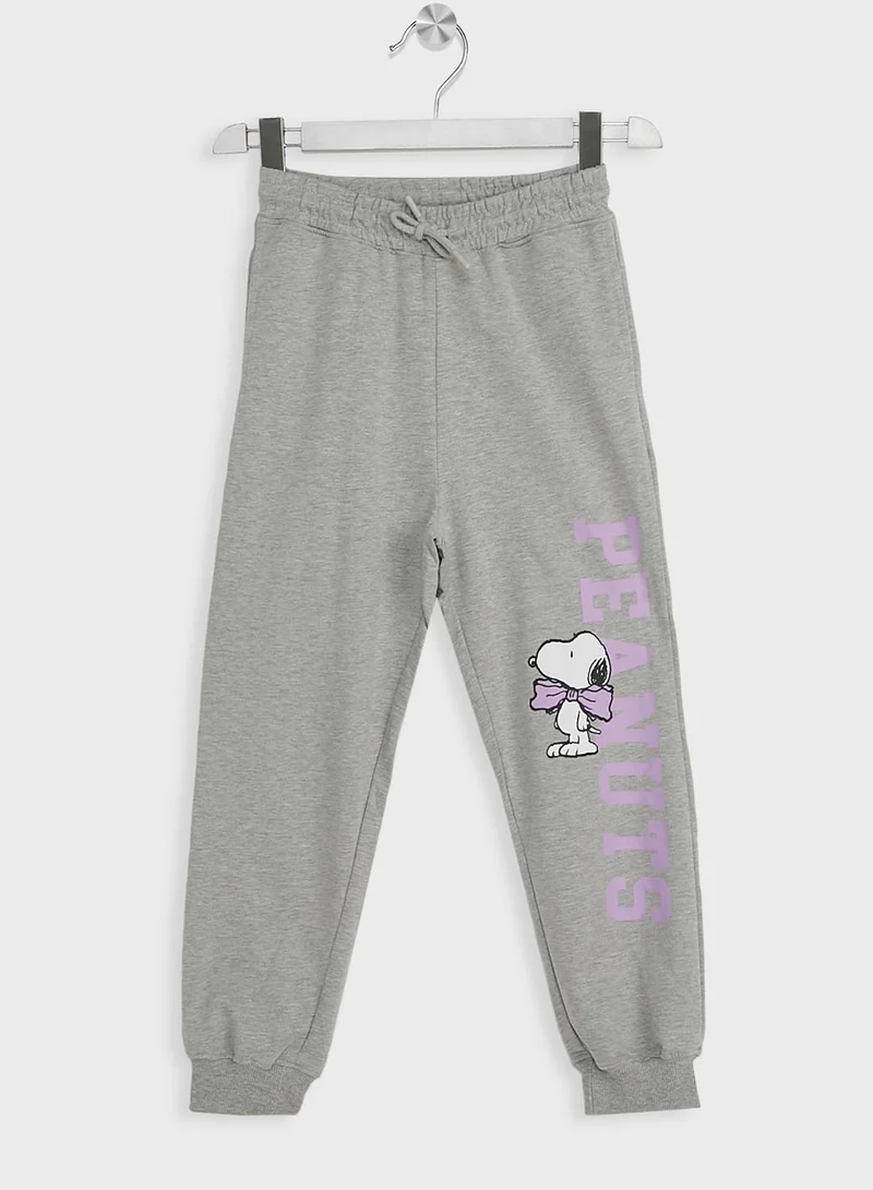 Peanuts Girls Snoopy Printed Hoodie And Jogger Set