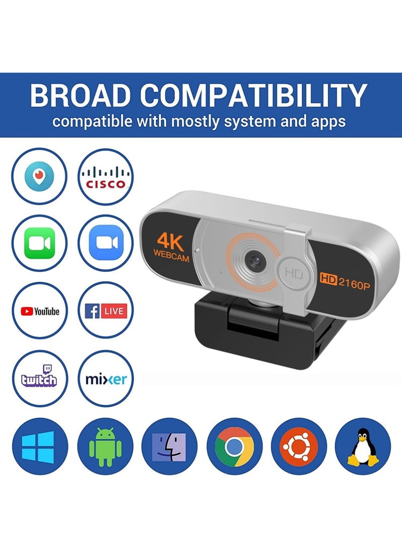 X-level 4K Webcam, Auto-zoom,with remote control,Privacy Cover, White Balance, Webcam with Microphone, Plug & Play, 4K Web Camera for PC/Laptop/Desktop, Video Calling,Conferencing - Image 4