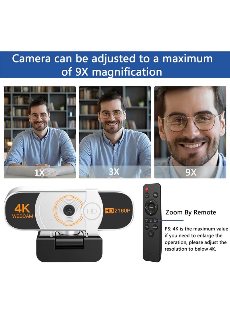 X-level 4K Webcam, Auto-zoom,with remote control,Privacy Cover, White Balance, Webcam with Microphone, Plug & Play, 4K Web Camera for PC/Laptop/Desktop, Video Calling,Conferencing - Image 3