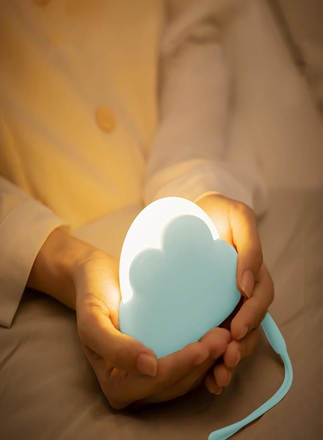 EITHEO Portable LED Night Light, Cute Cloud Mini Desk Lamp with 4 Modes, Rechargeable Kids Night Light, Bedside Lamp for Cute Room Decor, Includes Wrist Strap & USB Cable, Cloud Lamp(Blue) - Image 1